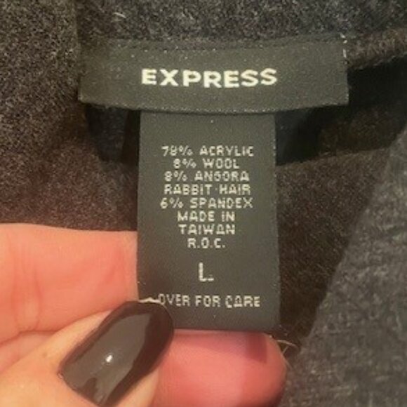 Express Heather Gray Cowl Neck Sweater with Belt – LARGE - Picture 5 of 6